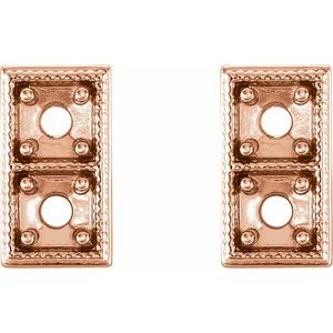 14K Rose Gold 3 mm Round Two-Stone Earring Mounting – image 2