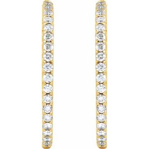14K Yellow Gold 5 1/8 CTW Natural Diamond Inside-Outside Hinged 42.8 mm Hoop Earrings – image 3