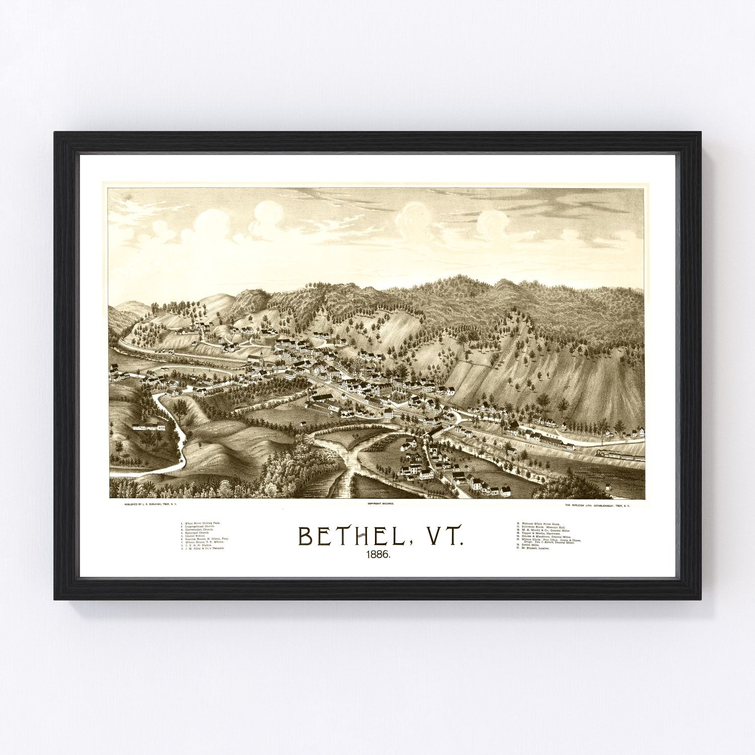 Vintage Map of Bethel, Vermont 1886