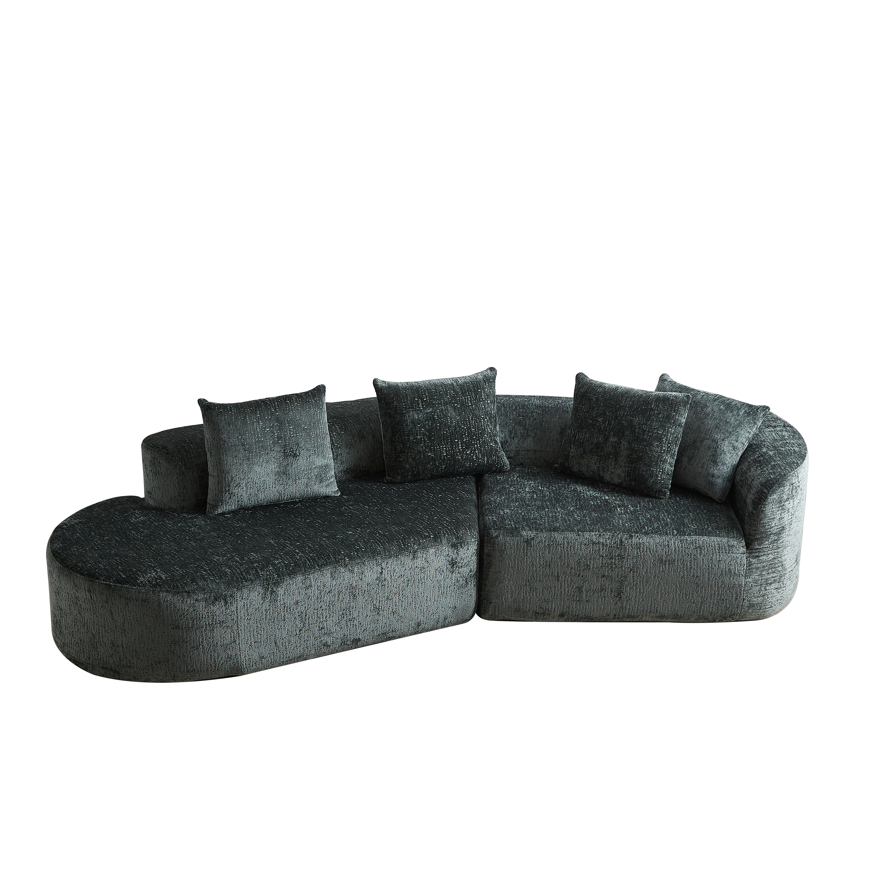 Modern Upholstered Oversized Sectional Sofa, 114-Inch Chenille 4-Seater Extra Deep & Wide Seat Curved Cloud Couch with 4 Throw Pillows, Free Combination Sofa Couch for Living Room,Bedroom