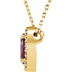 14K Yellow Gold Natural Mozambique Garnet & .05 CTW Natural Diamond 16" Necklace