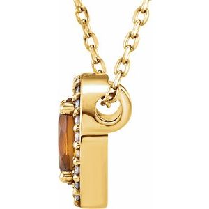 14K Yellow Gold Natural Citrine & .05 CTW Natural Diamond 16" Necklace