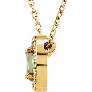 14K Yellow Gold Natural Peridot & .04 CTW Natural Diamond 16" Necklace