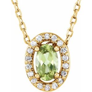 14K Yellow Gold Natural Peridot & .04 CTW Natural Diamond 16" Necklace