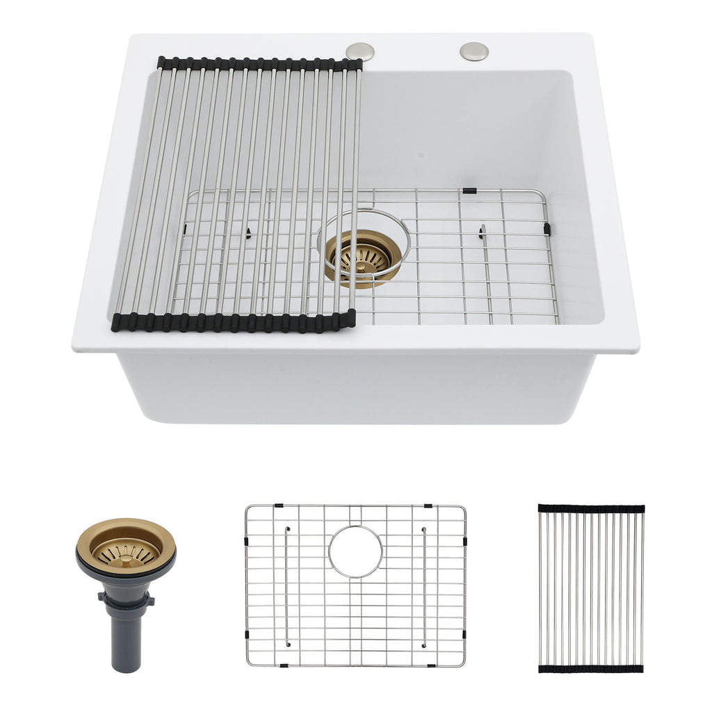 Quartz Kitchen Sink, Granite Composite, Drop In Sink With Durable Design