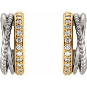 14K White Gold Right Beaded Hoop Earring Mounting – image 3
