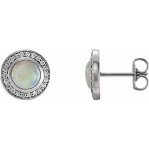 Platinum 6 mm Round 1/5 CTW Natural Diamond Semi-Set Halo-Style Earings