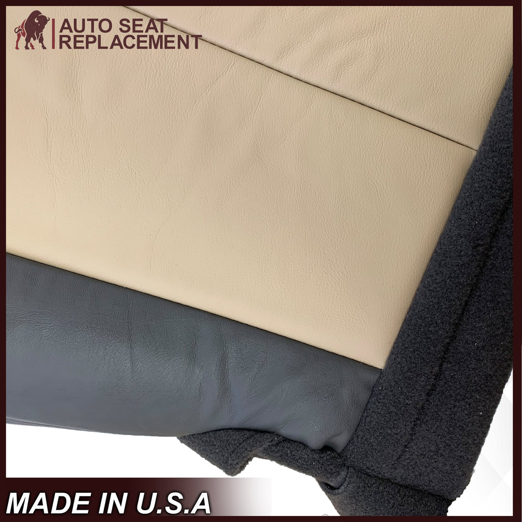 2007 2008 Ford Expedition Eddie Bauer Driver Or Passenger Side Bottom LEATHER Seat Cover In 2 Tone Tan (Tan- Dark Gray)