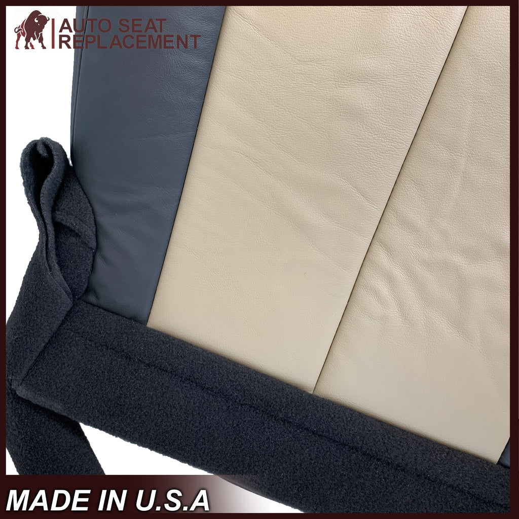 2007 2008 Ford Expedition Eddie Bauer Driver Or Passenger Side Bottom LEATHER Seat Cover In 2 Tone Tan (Tan- Dark Gray)
