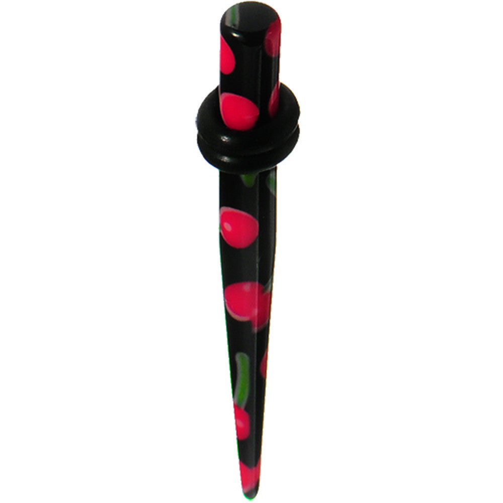 6G Black Acrylic Red Cherry Logo Taper