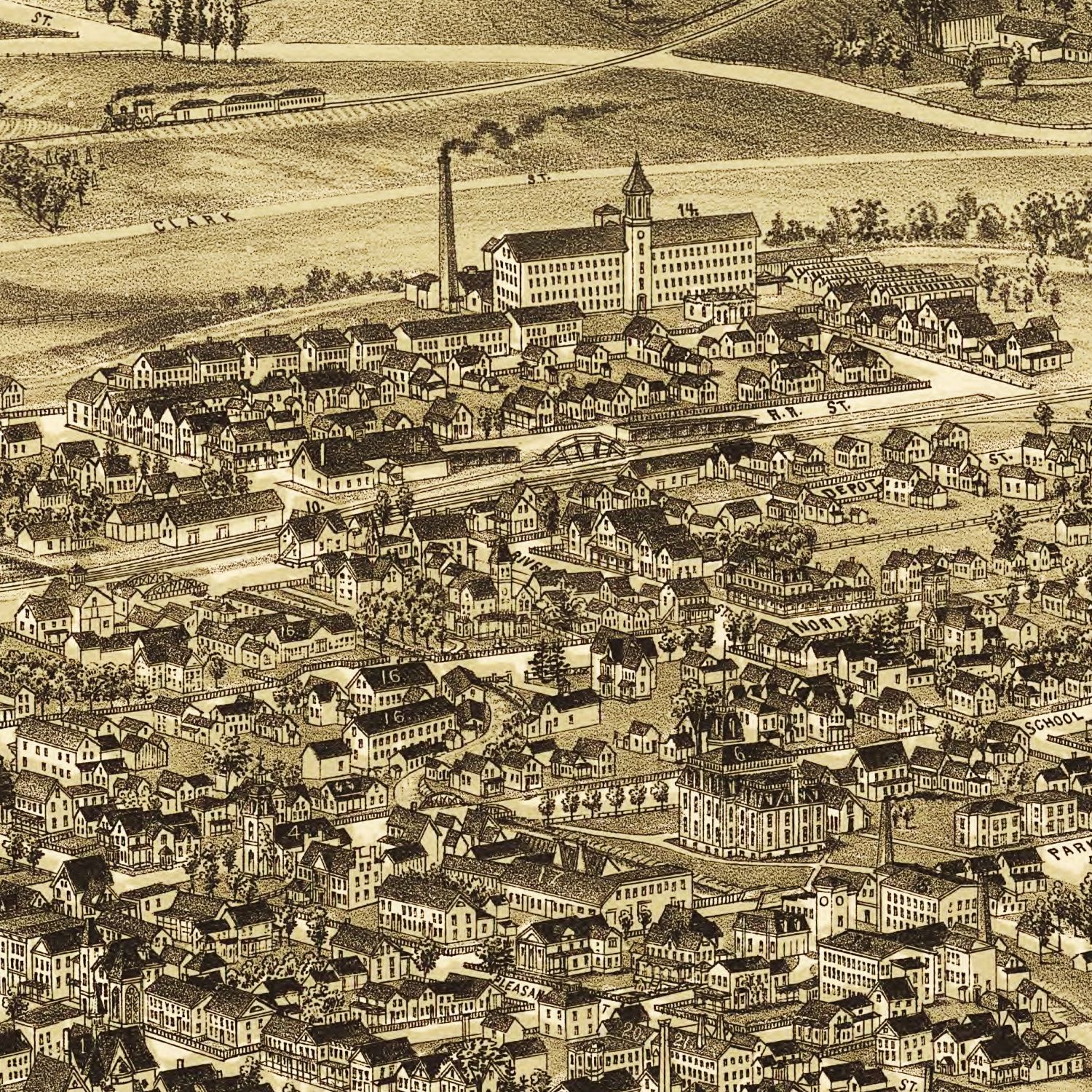 Vintage Map of Bennington, Vermont 1887