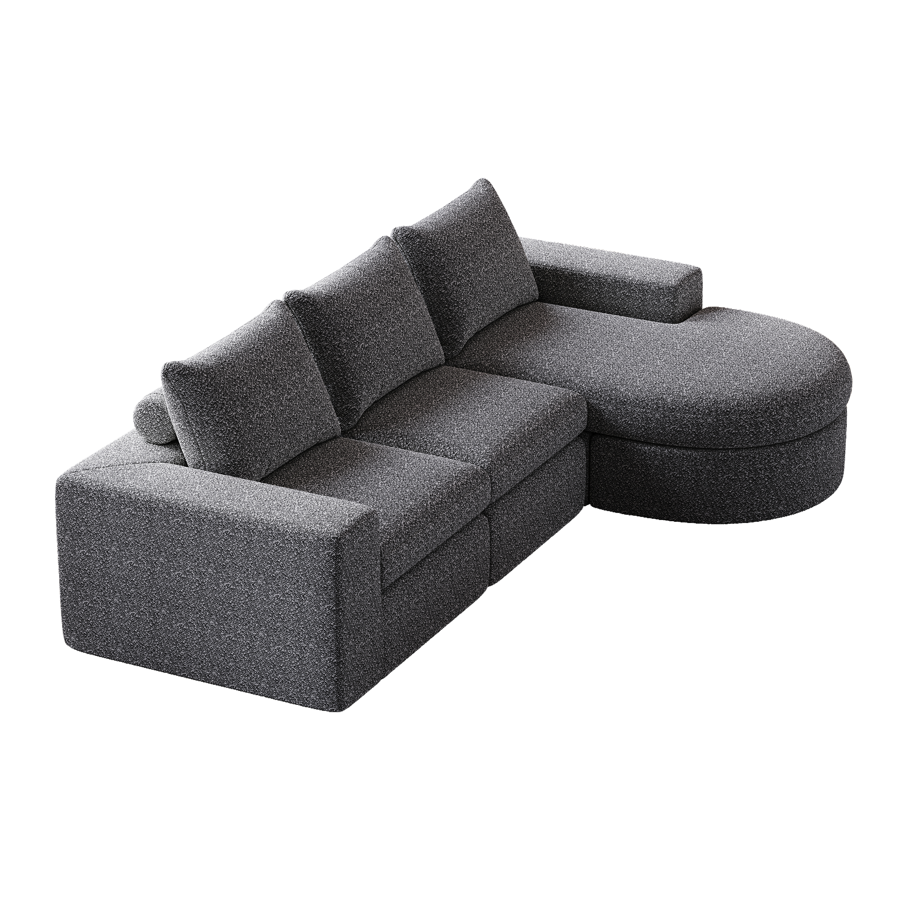 99-Inch Chenille Cloud Curved Sectional Sofa with Chaise, L-Shaped Modern Boneless Couch with Deep Seats, Chenille Sectional Sofa for Living Room and Bedroom, No Assembly Required