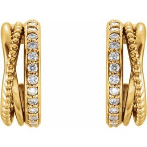 14K Yellow Gold 1/5 CTW Natural Diamond Hoop Earrings