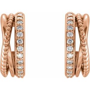 14K Rose Gold 1/5 CTW Natural Diamond Hoop Earrings