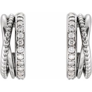 Platinum 1/5 CTW Natural Diamond Hoop Earrings