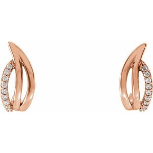 14K Rose Gold 1/10 CTW Natural Diamond Freeform J-Hoop Earrings – image 2