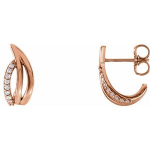 14K Rose Gold 1/10 CTW Natural Diamond Freeform J-Hoop Earrings