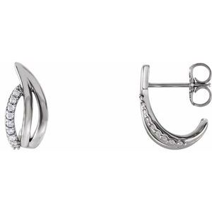 14K White Gold 1/10 CTW Natural Diamond Freeform J-Hoop Earrings
