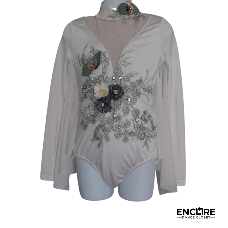 White Leotard with Appliqué