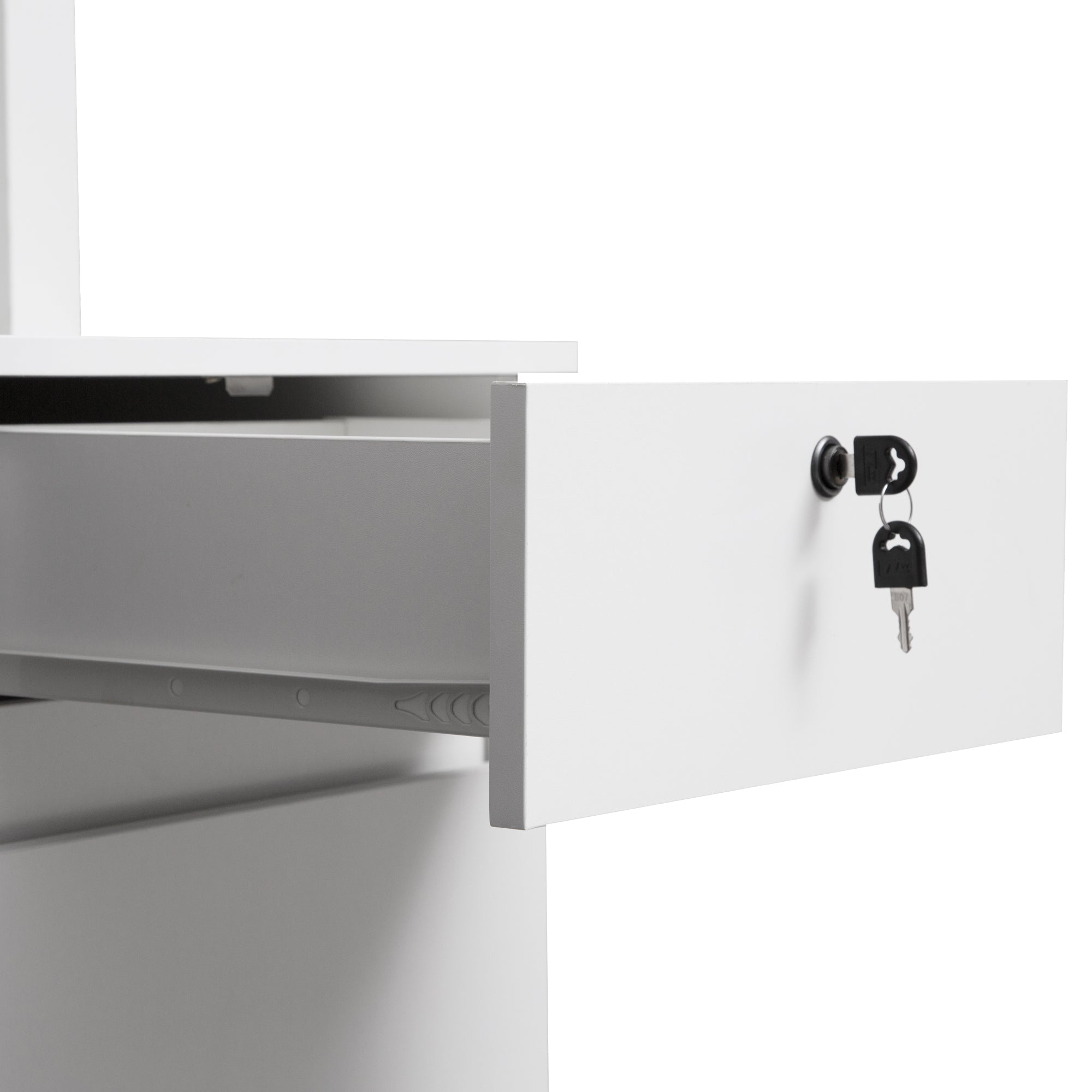 Modern Wooden Computer Desk with Hutch & Bookshelf, White Home Office Desk with Drawers, 3 AC Outlets, 2 USB Ports