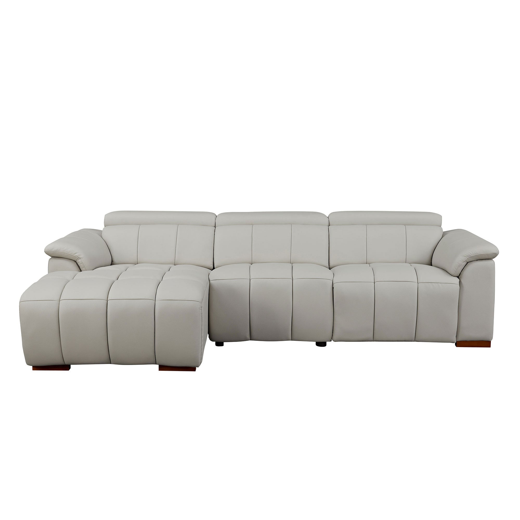 Wall-Hugger Reclining Sofa Modern Electric Control Genuine Leather L Shaped Couch,Lounge Seat Theater Seating Furniture with USB Port, Sofa with Headrest & Footrest for Living Room,Apartment,Office