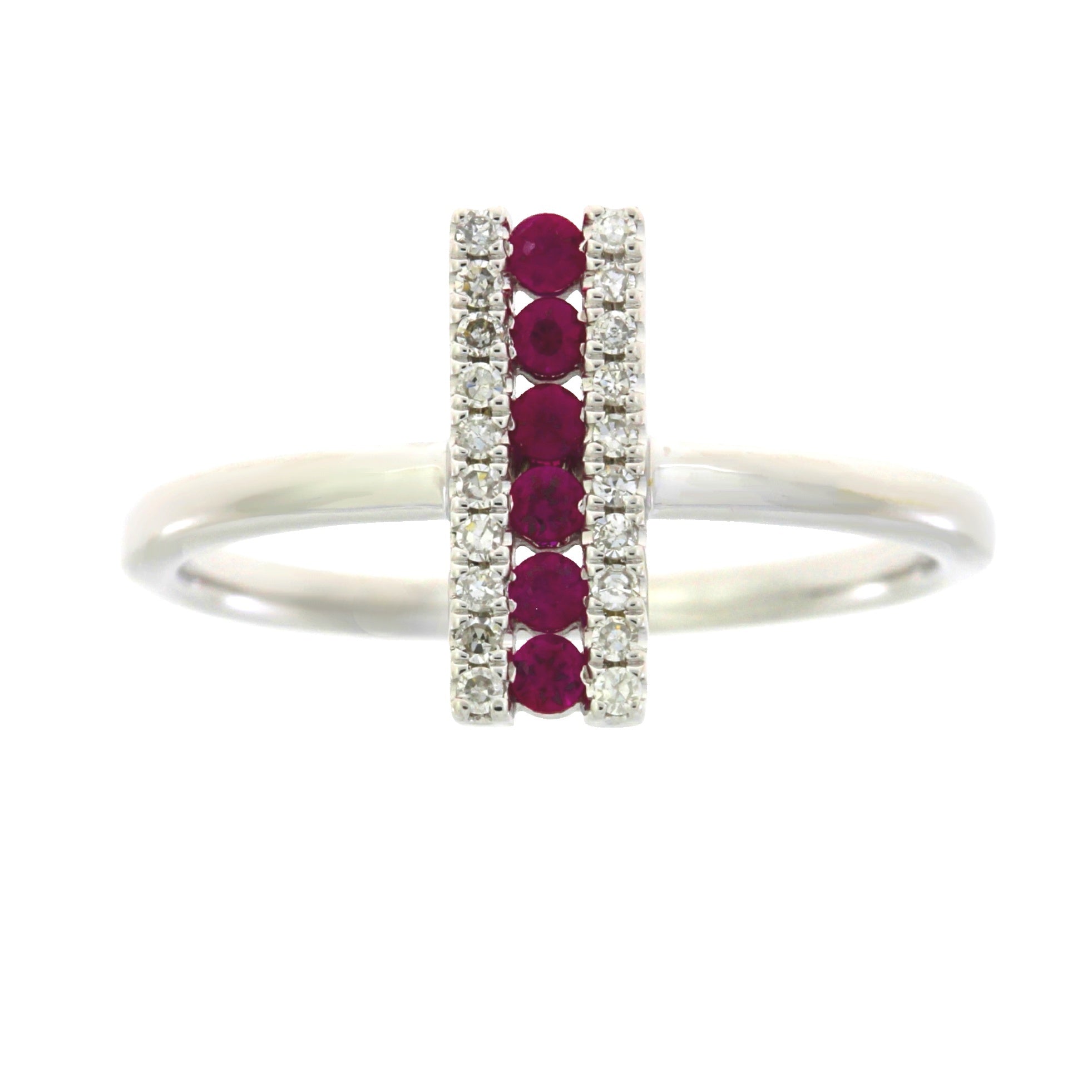 Genuine .30ct Ruby Diamond Ring 14KT White Gold