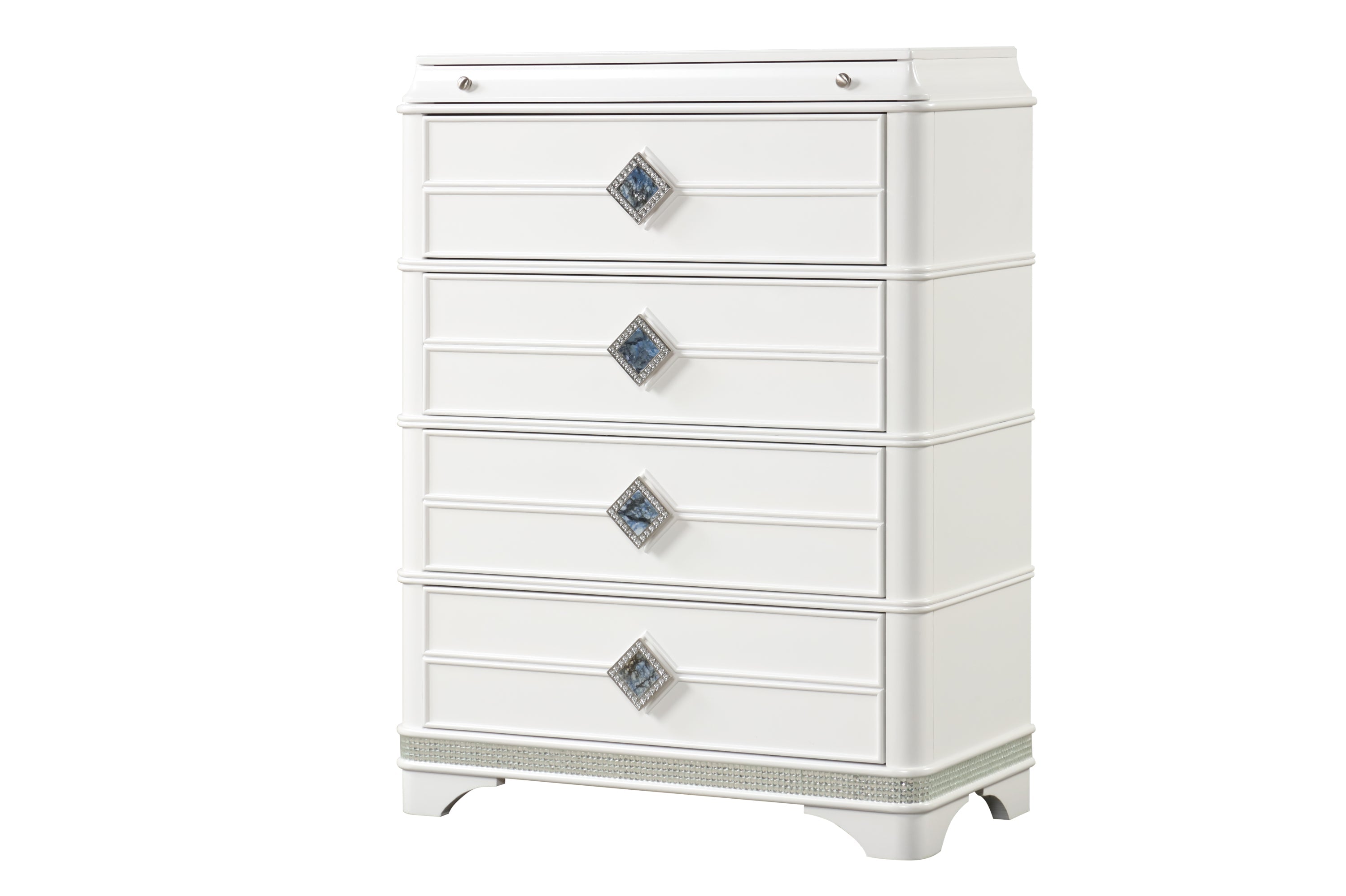 Laguna Modern Style 5 Pc King Upholstered Bedroom Set Made with Wood and Crystal Accents in White(NJ INVENTORY)
