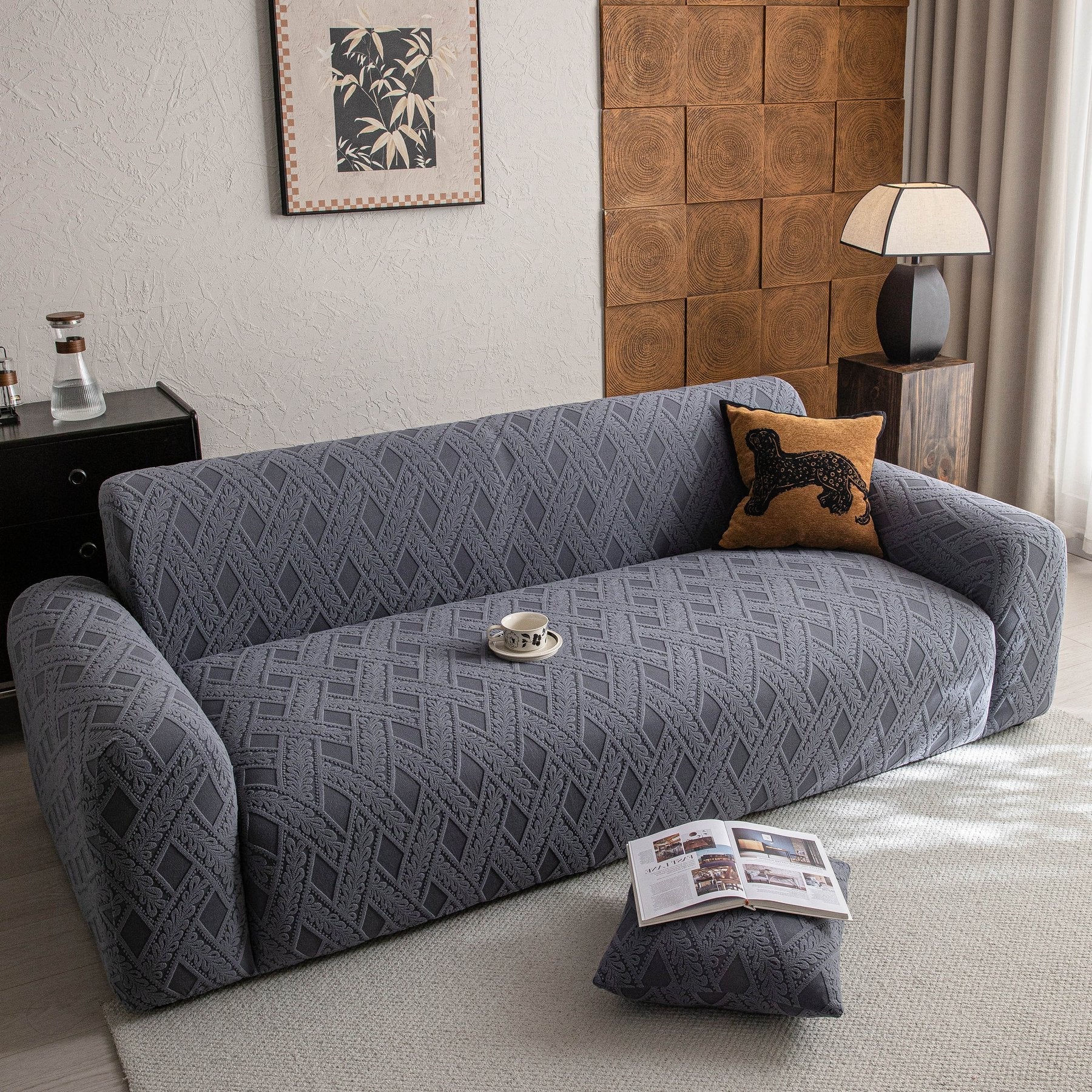 High Stretch 3D Jacquard Sofa Slipcovers, Pet Friendly Non Slip Sofa Cover Washable