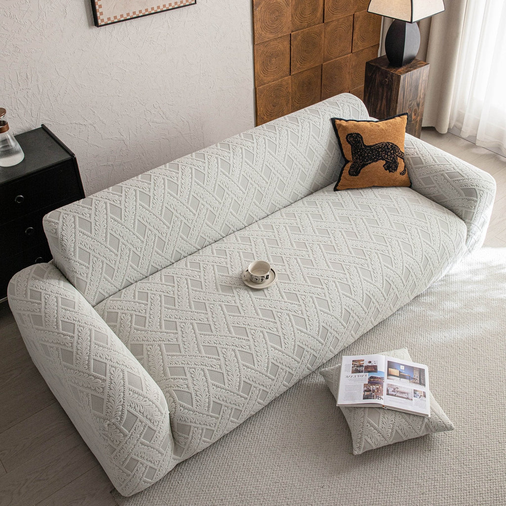High Stretch 3D Jacquard Sofa Slipcovers, Pet Friendly Non Slip Sofa Cover Washable