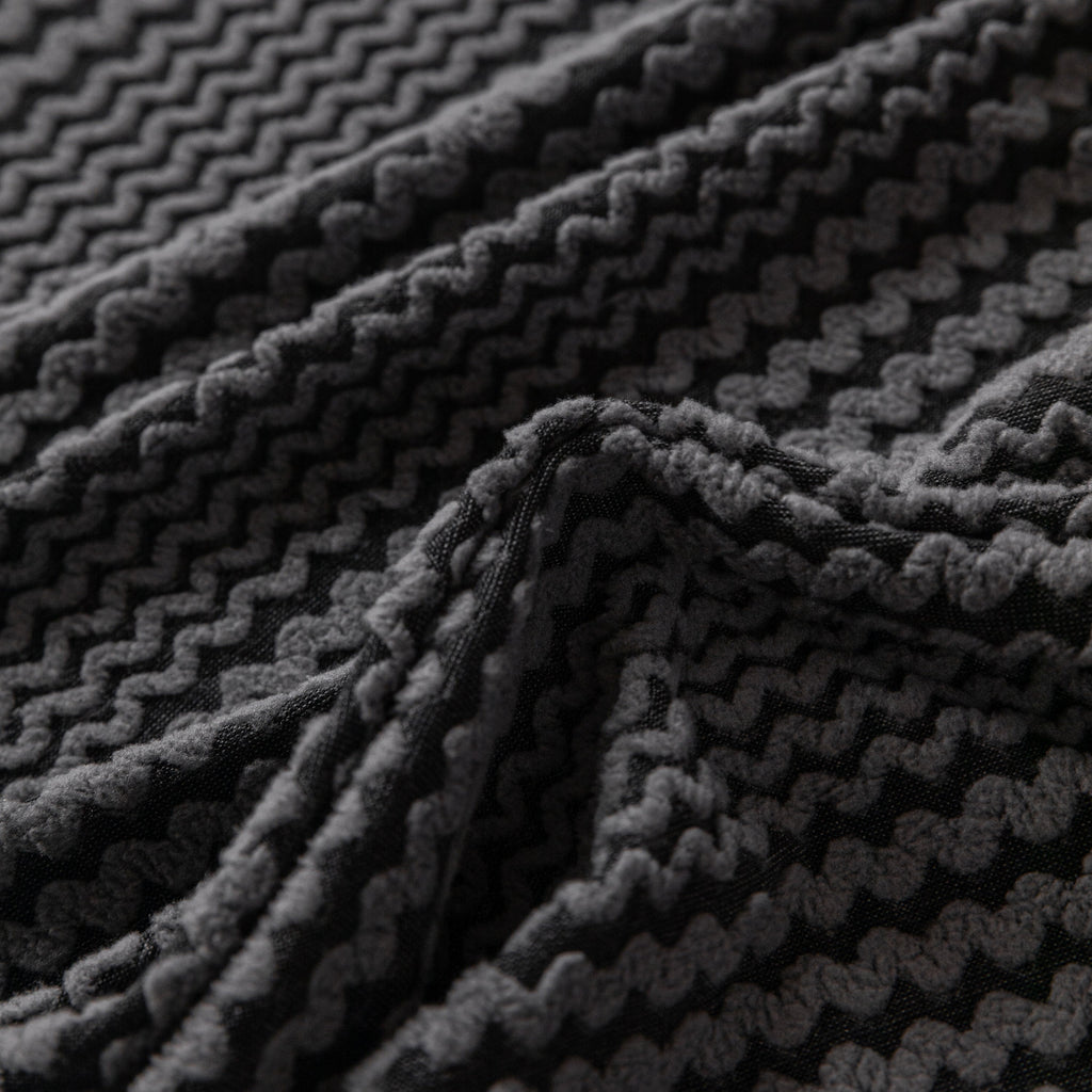 Modern Textured Stretch Sofa Cover, Plush Fleece Sofa Slipcover with 3D Stripe Texture