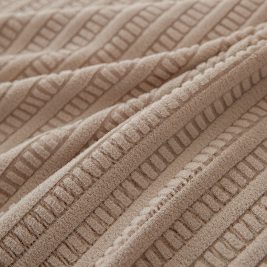 3D Grid Jacquard Sofa Cover, High Stretch Plush Waffle Couch Slipcover with Tie Straps