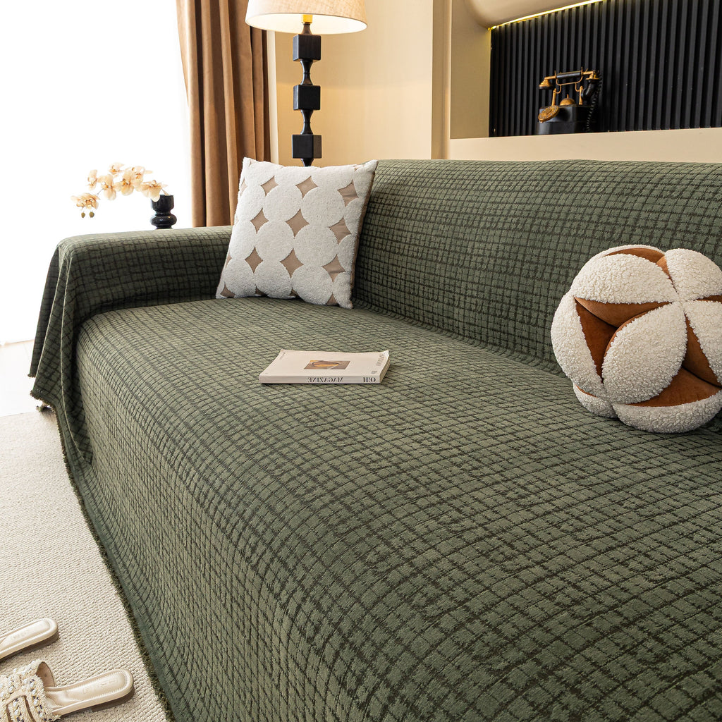 Jacquard Textured Couch Cover Throw, Soft Thick Decorative Slipcover for Couch
