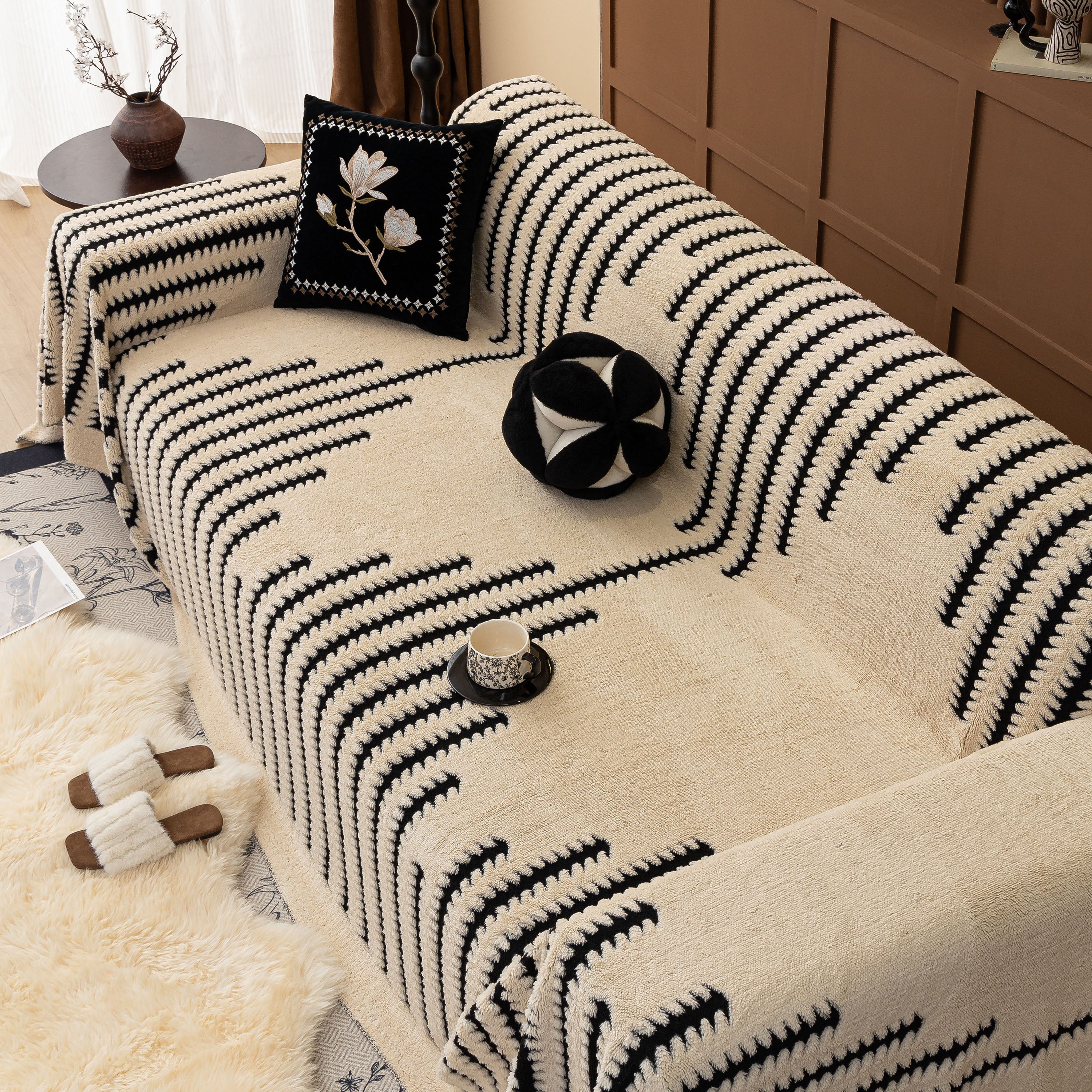 Jacquard Fleece Throw Blanket for Couch Plush Fuzzy Cozy Soft Blankets and Throws for Sofa