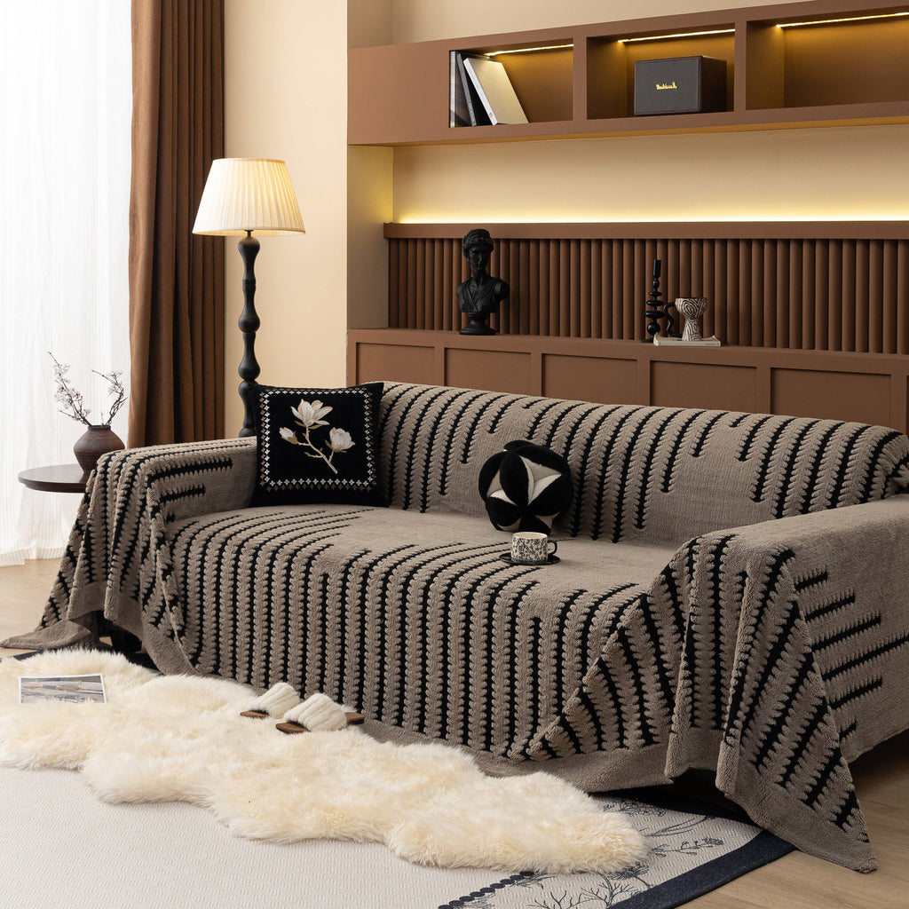 Jacquard Fleece Throw Blanket for Couch Plush Fuzzy Cozy Soft Blankets and Throws for Sofa