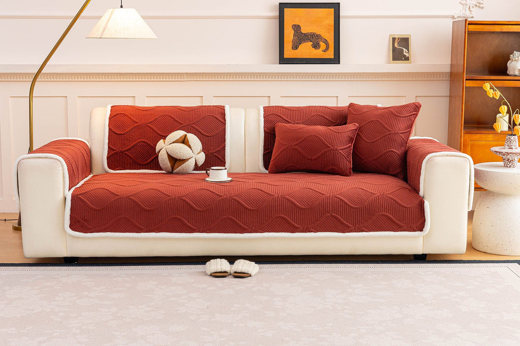 Thickened Crystal Velvet Sofa Cover, Non-Slip Quilted Couch Protector for Pets & Kids