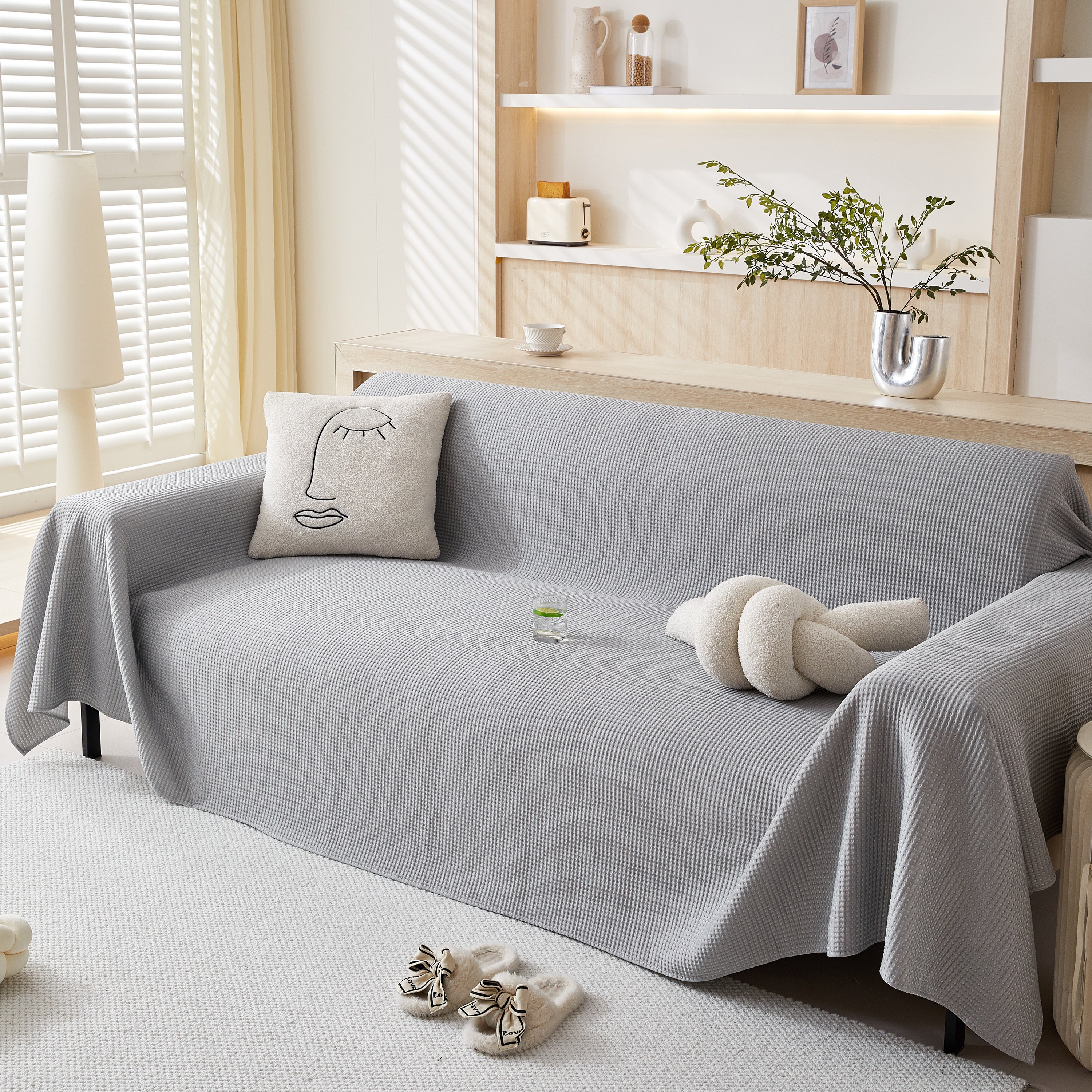 Cooling Comfy Throw Sofa Cover, Textured & Breathable, Multi-Use Decorative Couch Covers for Summer