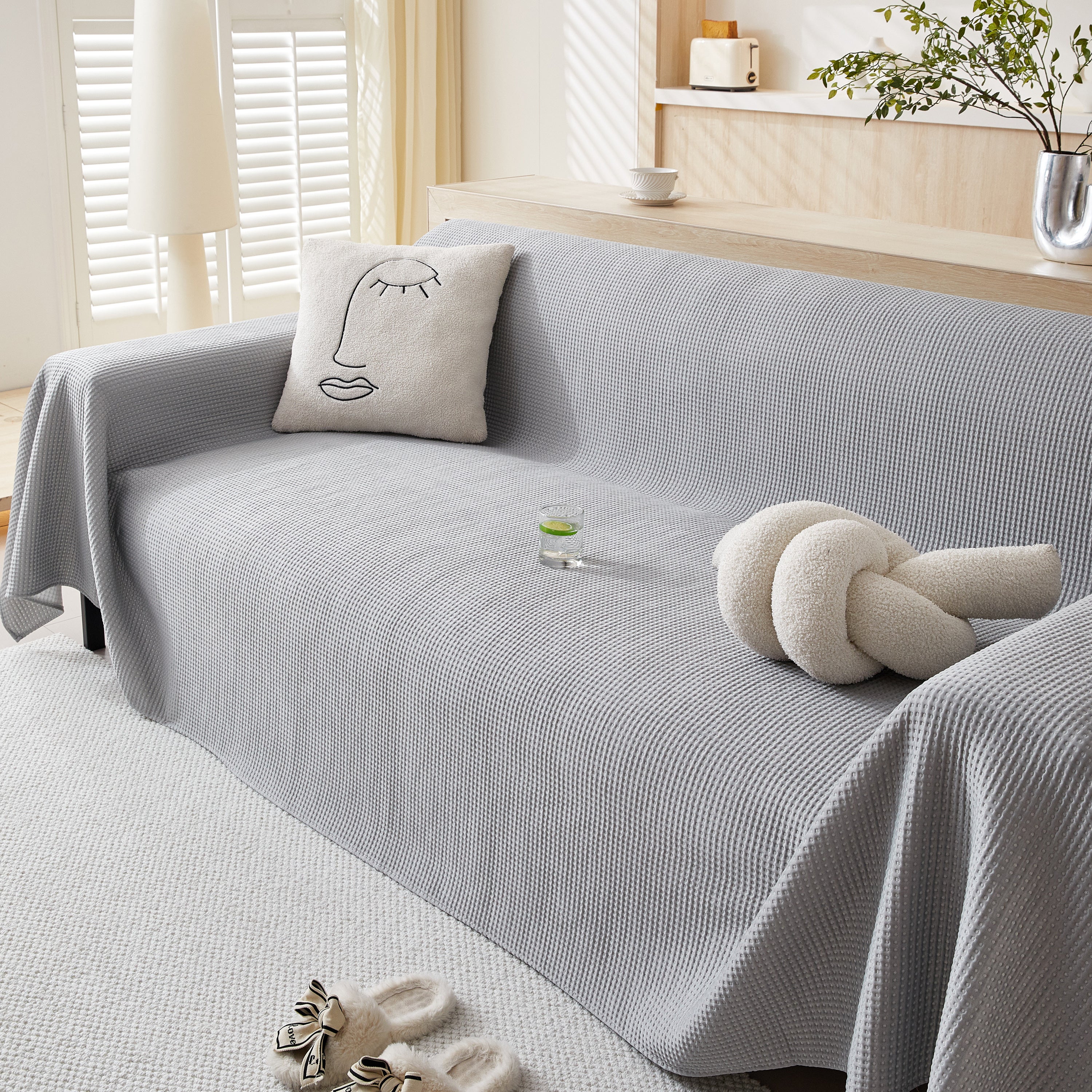Cooling Comfy Throw Sofa Cover, Textured & Breathable, Multi-Use Decorative Couch Covers for Summer
