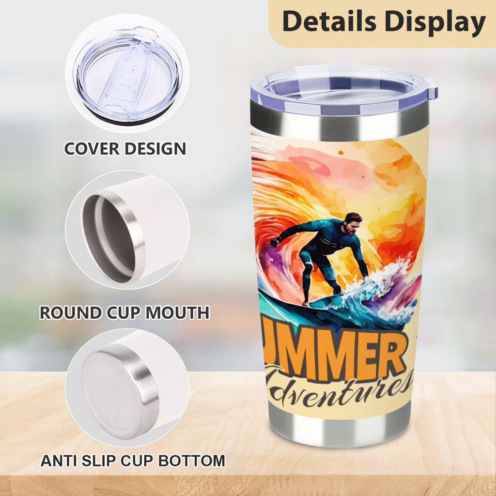 Summer Adventures 20 oz Stainless Steel Double Insulated Tumbler with Lid