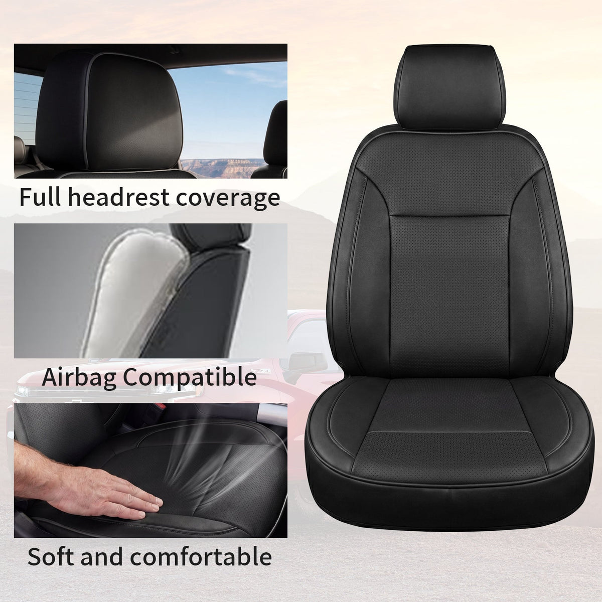 Umbrauto Custom Seat Covers for Silverado and GMC Sierra,Waterproof Nappa Leather Seatcovers for Chevy Silverado/GMC Sierra 2007-2013 & 2019-2026 1500, 2020-2026 2500HD 3500HD Crew/Double/Extended Cab
