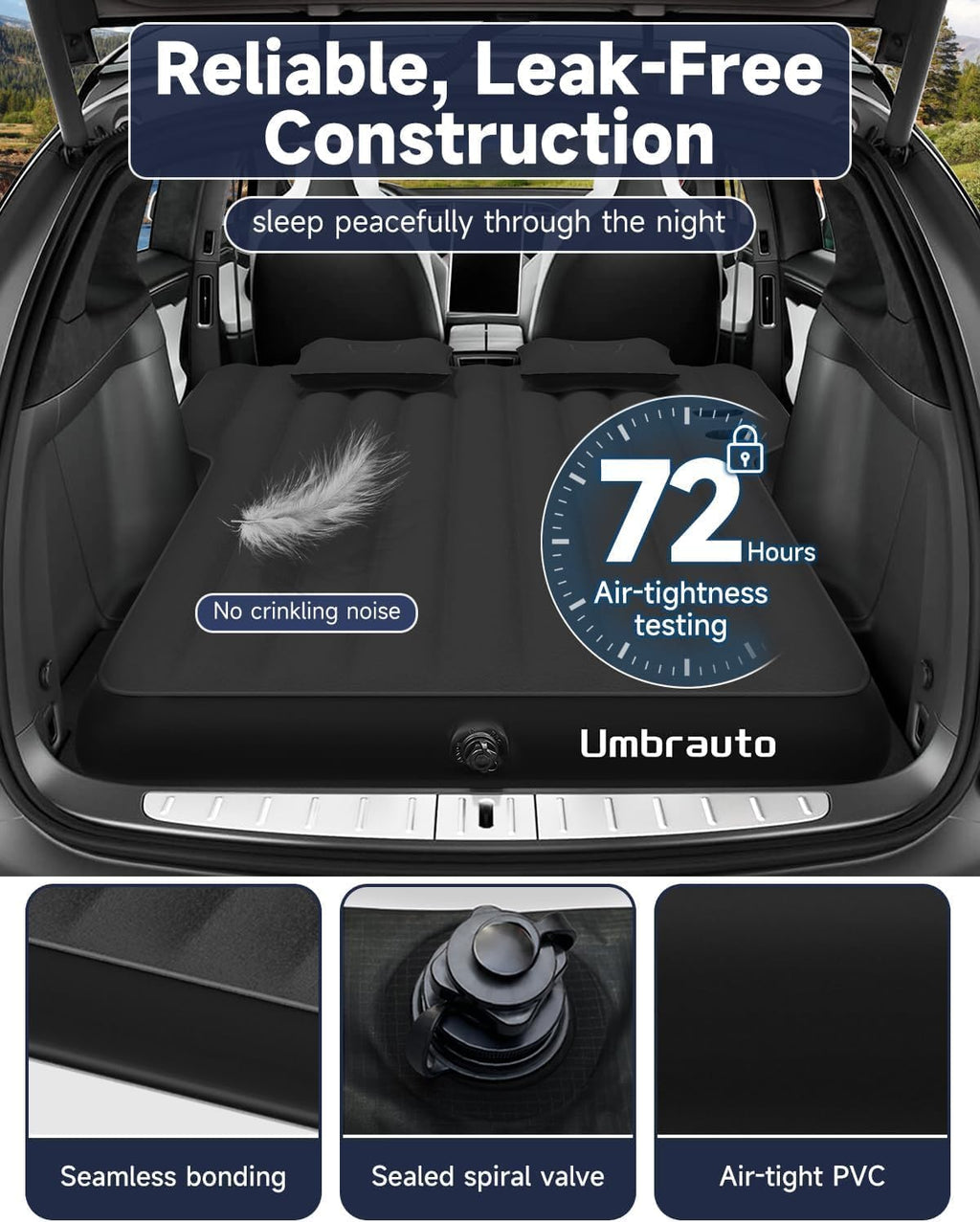 Umbrauto Tesla Y Car Camping SUV Thicken Air Mattress Blue