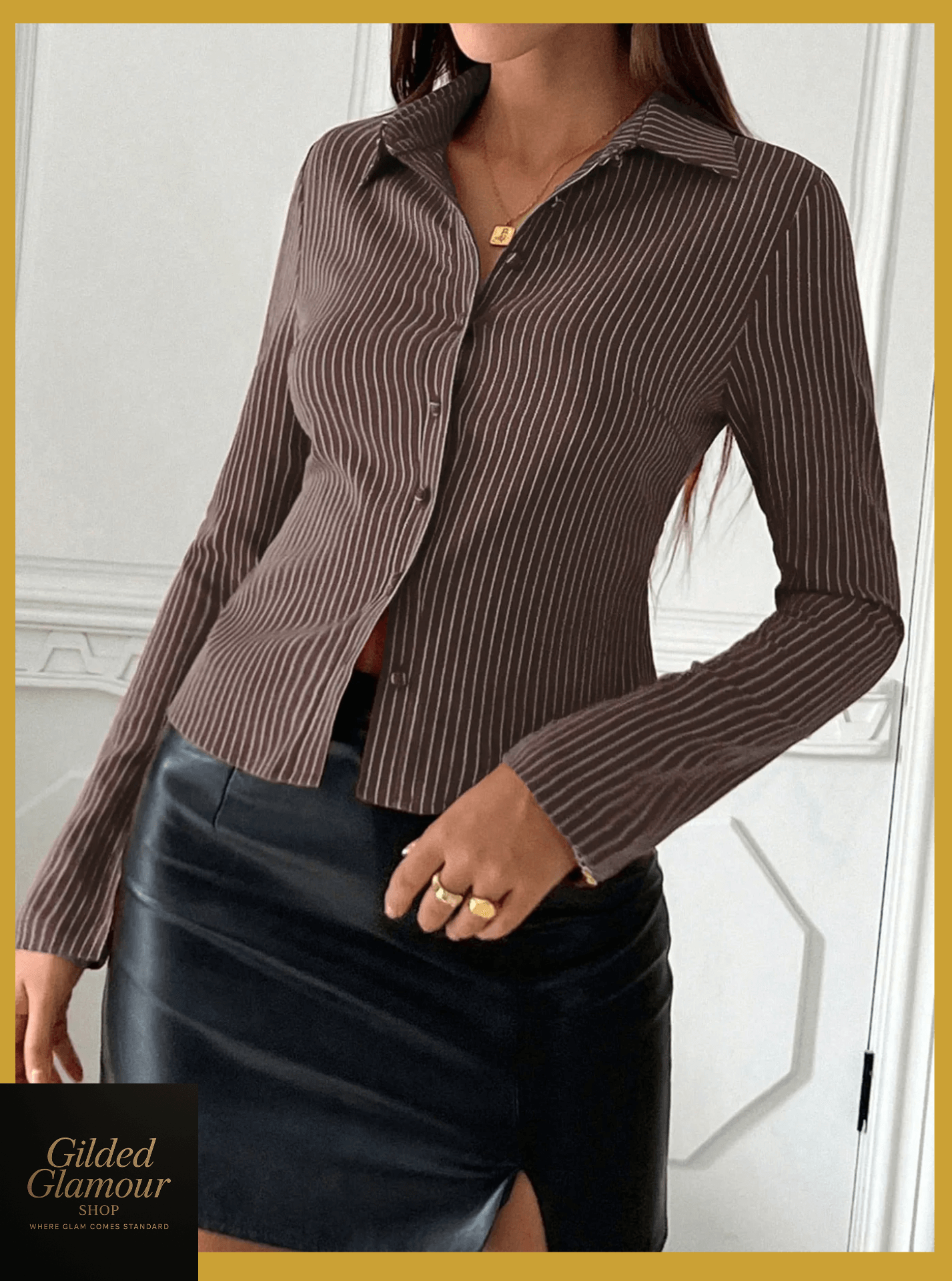 Striped Button Up Long Sleeve Shirt