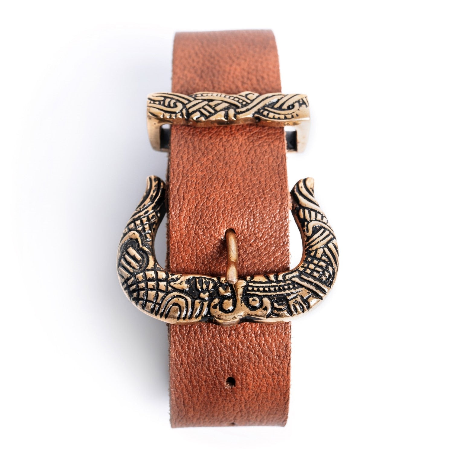 Viking Leather Belt – Brass Buckle Medieval Belt