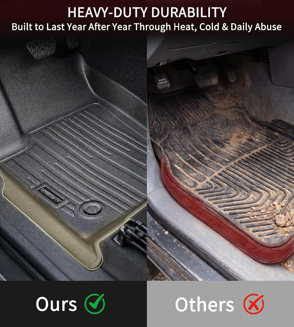 Umbrauto Floor Mats for Toyota Tacoma 2016-2023 Double Cab (Only for Automatic), All Weather TPE Truck Floor Liners Custom Fit Tacoma SR/SR5/TRD/Limited/Trail, Front & Rear 2 Row Waterproof Car Rug