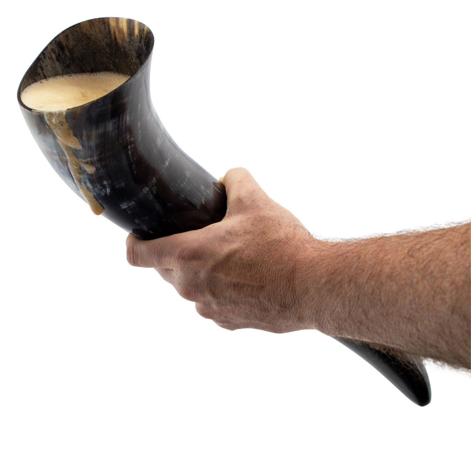 Viking Drinking Horn – Ox Horn with Wooden Stand