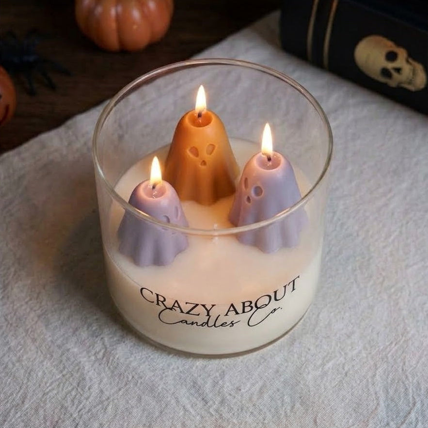 Ghost Trio Pastel Halloween Candle | Triple-Wick