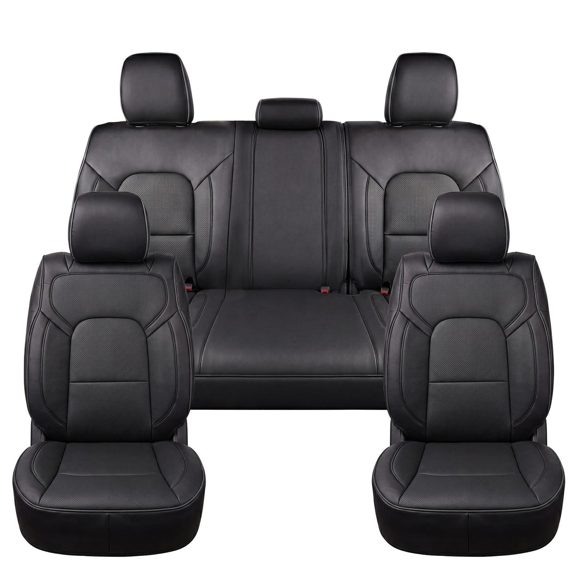 Umbrauto Car Seat Covers for Dodge RAM, Premium Nappa Waterproof Leather Seat Cushion Fits 2009-2026 RAM 1500/2500/3500 Crew Quad Mega Cab with Flat Bench,Full Set, Black