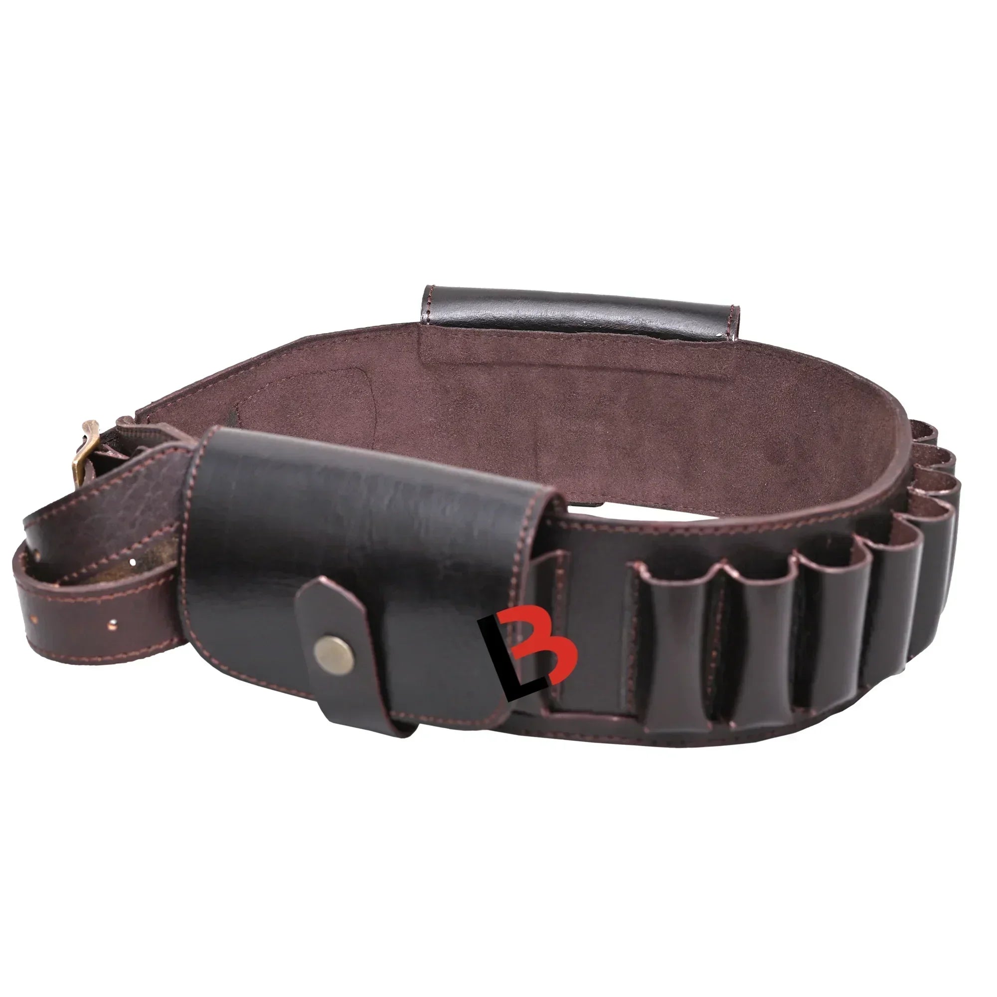 Cowhide Leather Shotshell Bandolier Cartridge Belt Two Flap Ammunition Carrier