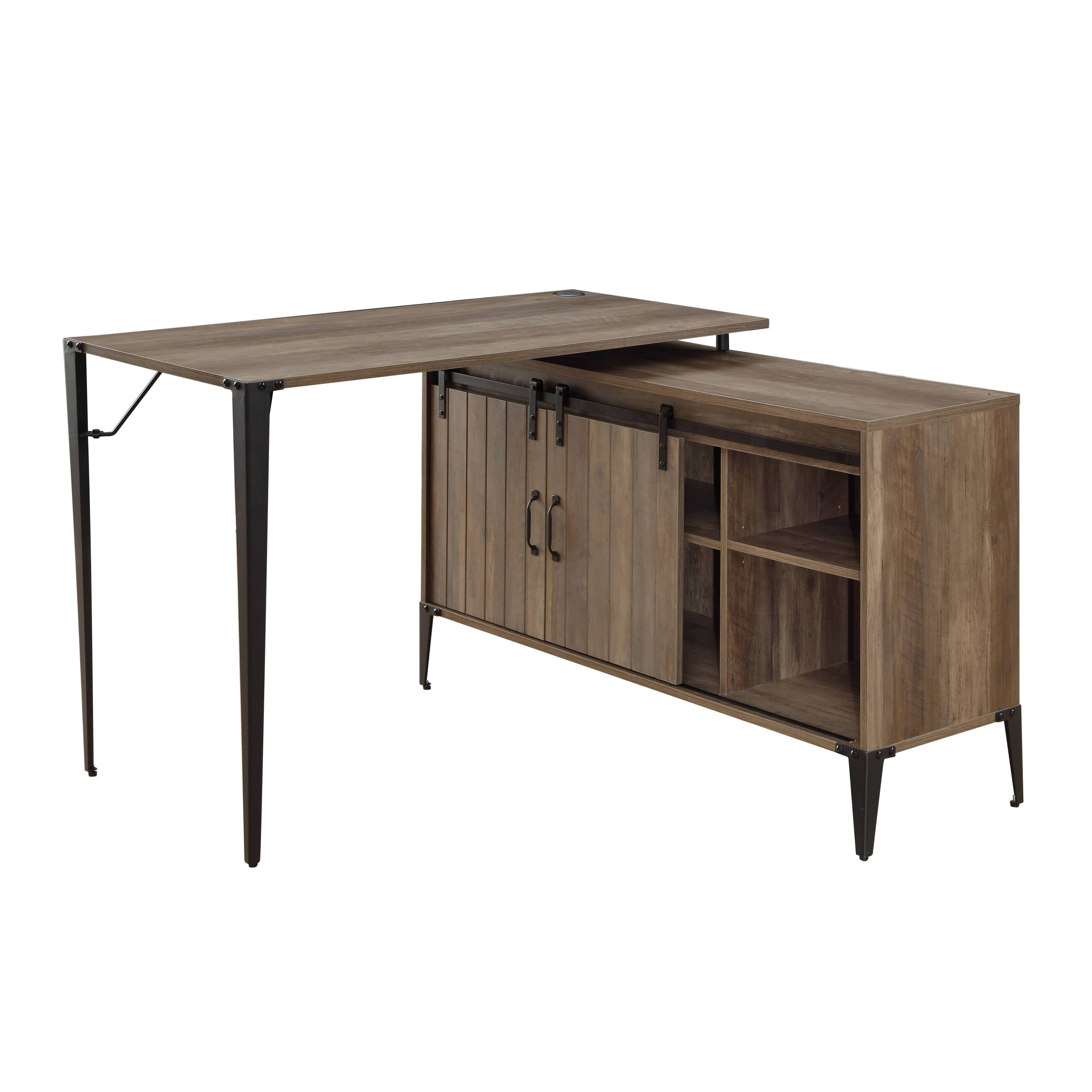 Zakwani 48' Gray Oak & Black Finish Writing Desk