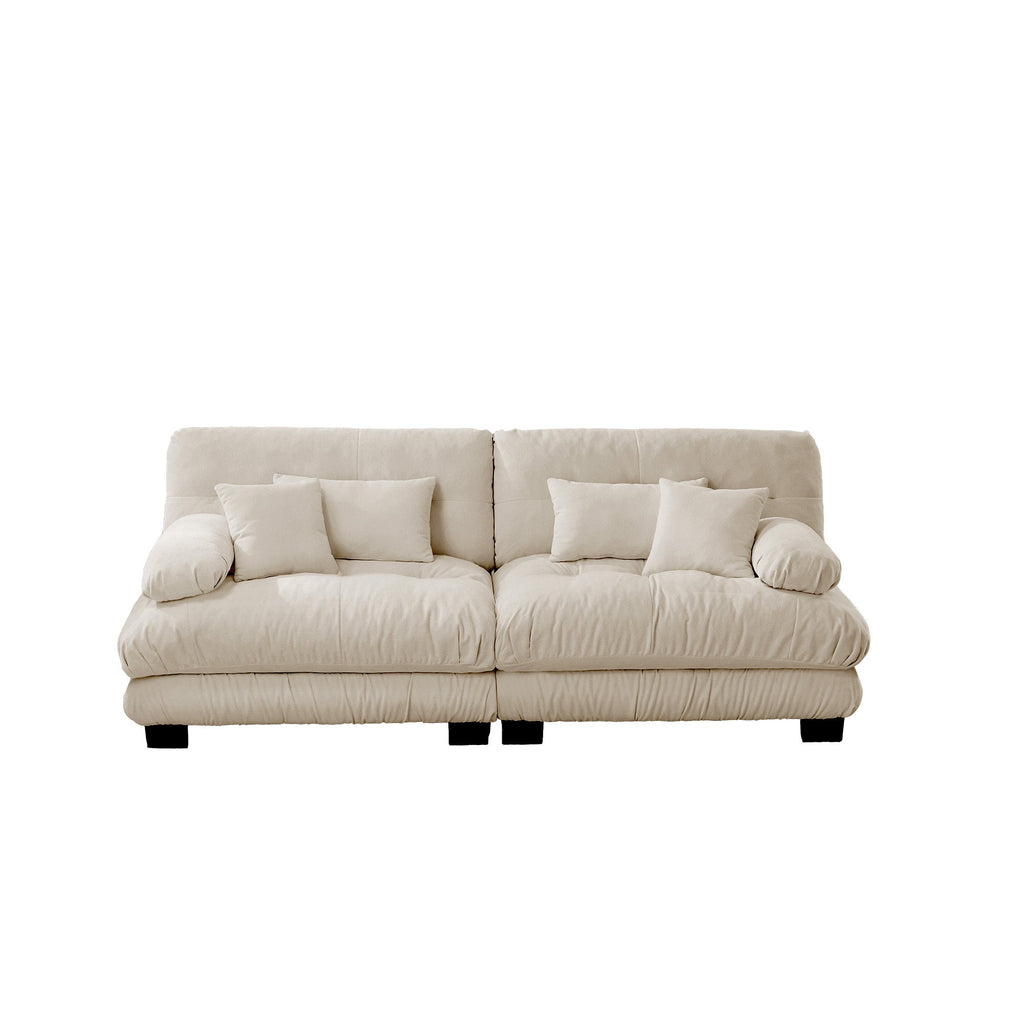 Cloud Couch 2 Seater Sofa for Living Room, Chenille 2 - Seat sofa with 2 Lumbar pillows and 2 throw pillows,Chenille Light coffee