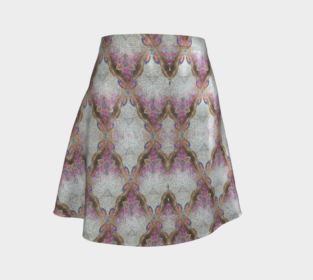 Pink and Gold Pattern Glitter Flared Skirt